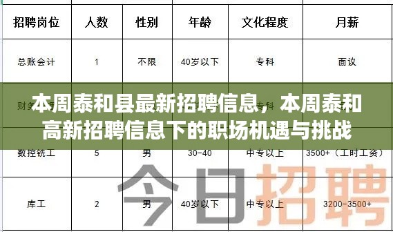 本周泰和高新招聘信息更新，職場機(jī)遇與挑戰(zhàn)揭秘