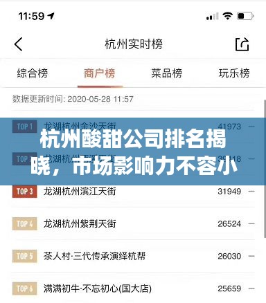 杭州酸甜公司排名揭曉，市場影響力不容小覷