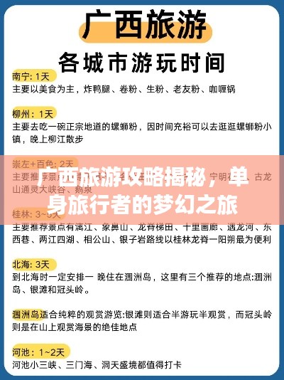 廣西旅游攻略揭秘，單身旅行者的夢(mèng)幻之旅